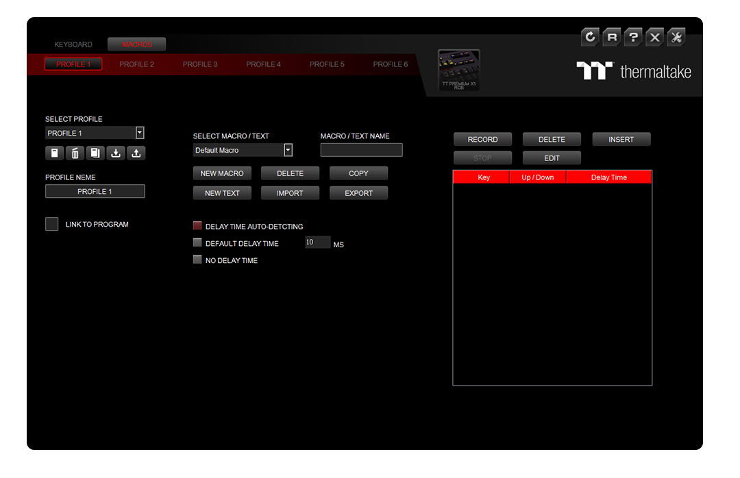 X1 RGB macro customization screen