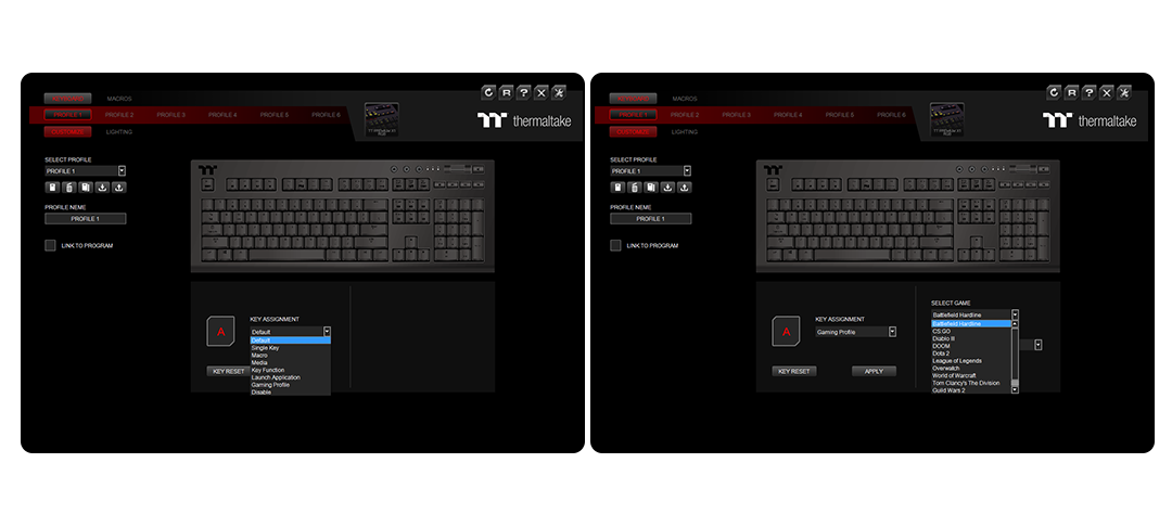 X1 RGB gaming profile customization screen